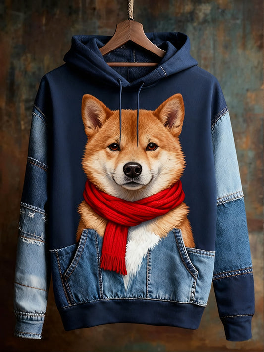 Унисекс животински изкуство печат случайни реколта качулка