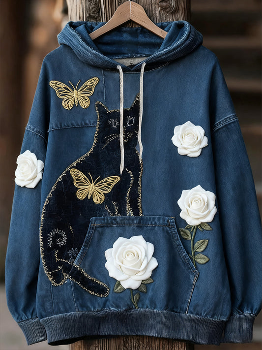 Унисекс животински изкуство печат случайни реколта качулка