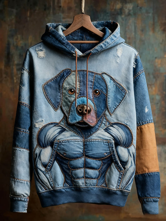 Унисекс животински изкуство печат случайни реколта качулка