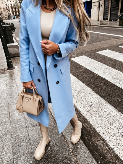 Дамски ретро костюм с дълги ръкави яка двойно-гърди палто