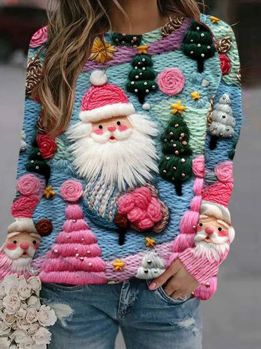 Жените реколта коледа изкуство печат удобни случайни изпотяване