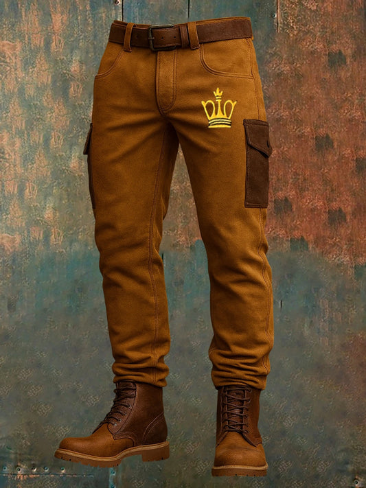 Мъжки ретро реколта печат бизнес хлабав ежедневни панталони