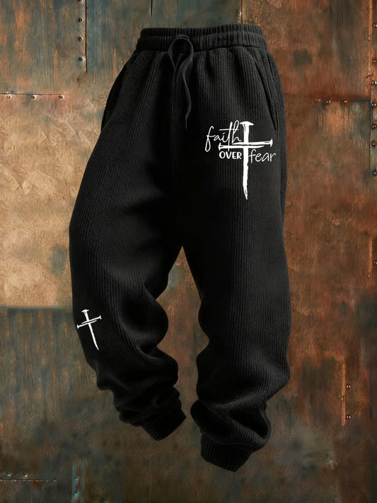 Мъжки ретро вяра печат хлабав ежедневни панталони