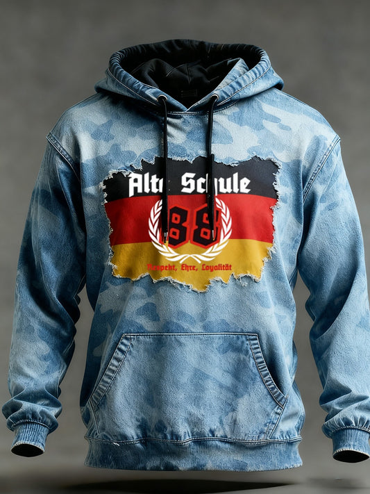 Мъжки реколта немски флаг изкуство печат hoodie