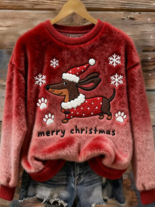 Жените реколта коледа изкуство печат уютен фланел суитчър