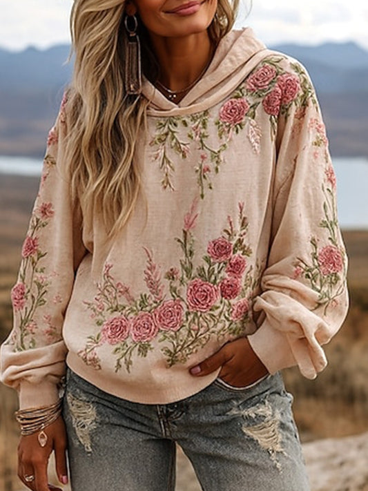 Жените реколта бохемски пачуърк флорални случайни качулка