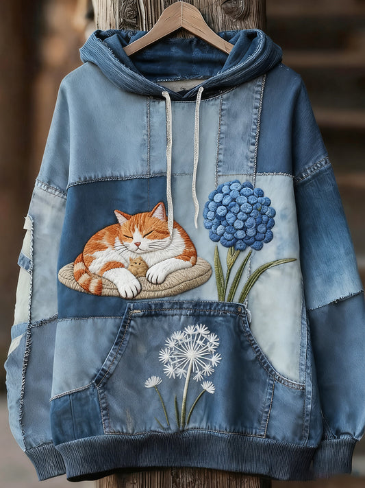 Унисекс животински изкуство печат случайни реколта качулка