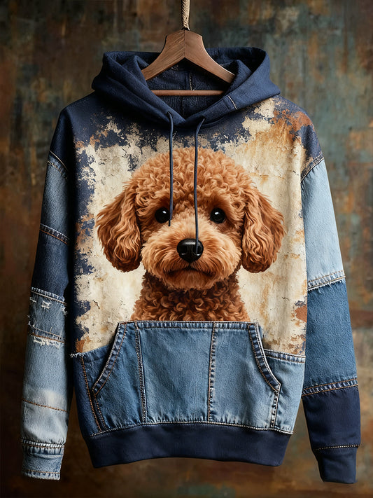 Унисекс животински изкуство печат случайни реколта качулка