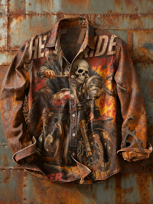 Мъжки ретро абстрактно изкуство печат случайни с дълги ръкави риза