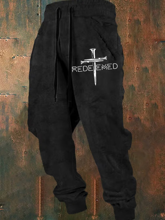 Xkz038 таг за мъжки ретро вяра печат хлабав ежедневни панталони