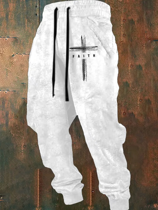 Мъжки ретро вяра печат хлабав ежедневни панталони