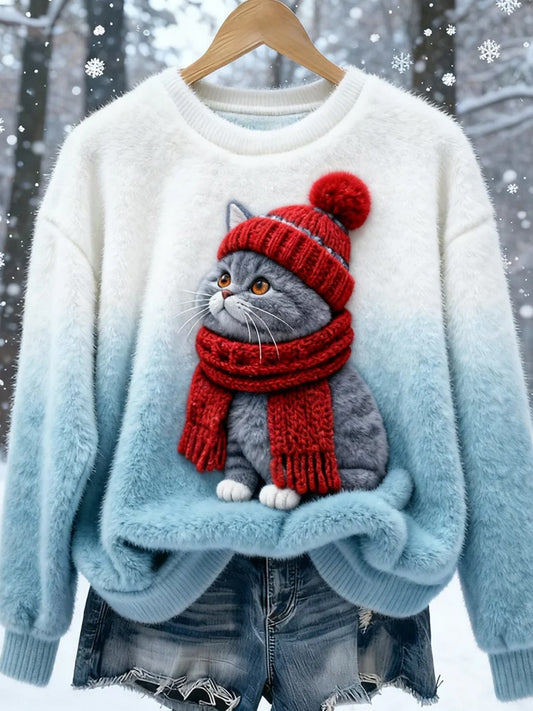 Жените ретро животно изкуство печат случайни фланел отгоре