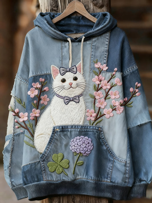 Унисекс животински изкуство печат случайни реколта качулка