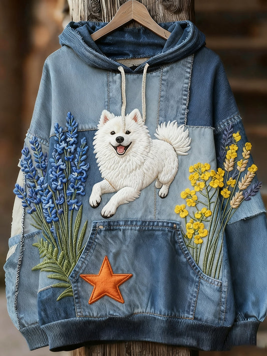 Унисекс животински изкуство печат случайни реколта качулка