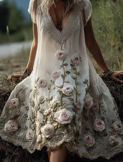 Дамска ретро бохемска флорална рокля