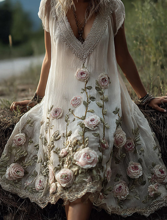 Дамска ретро бохемска флорална рокля