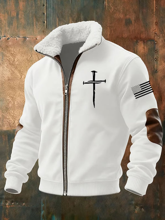 Мъжки ретро артистични случайни козина яка цип яке