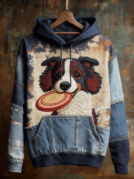 Унисекс животински изкуство печат случайни реколта качулка