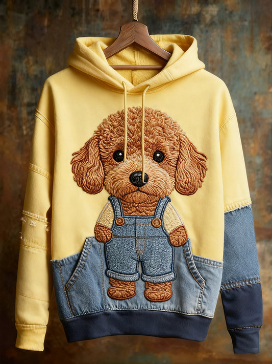 Унисекс животински изкуство печат случайни реколта качулка