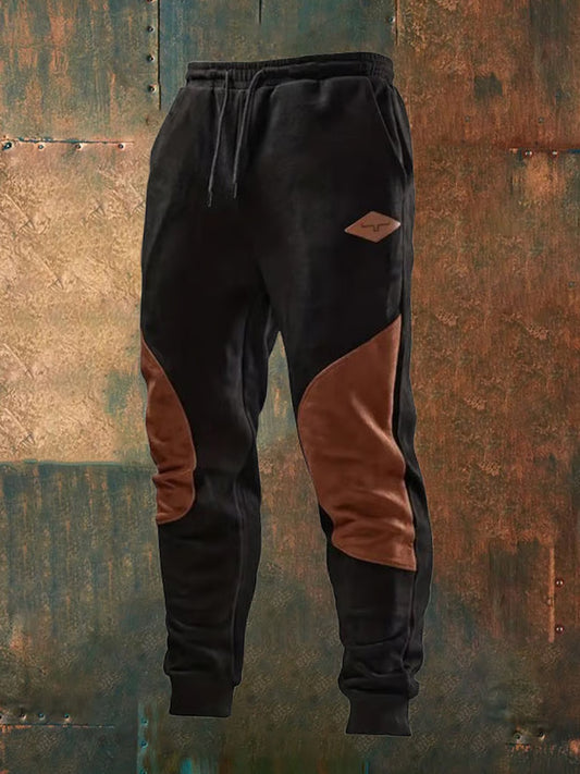 Мъжки ретро western печат хлабав ежедневни панталони