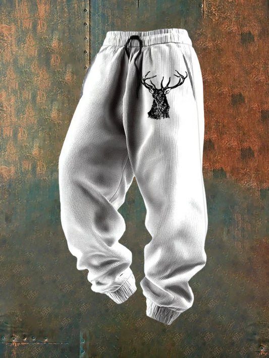 Мъжки ретро western печат хлабав ежедневни панталони