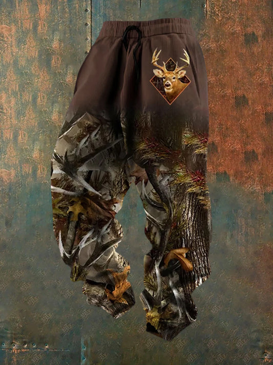 Мъжки ретро western печат хлабав ежедневни панталони